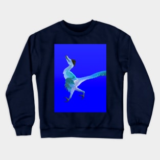 Feathered blue velociraptor with top hat Crewneck Sweatshirt